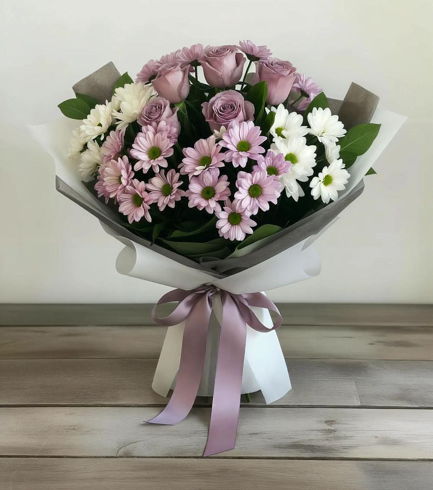 Букет цветов из: Хризантемы и Розы в Беседино