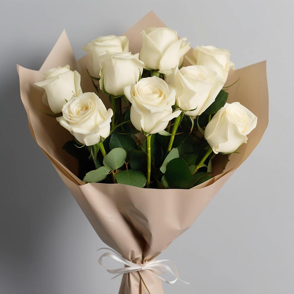 Букет 9 Белых роз Эдлесс Лав в Беседино