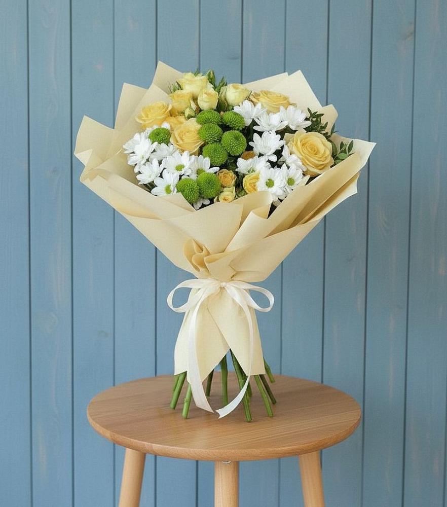 Букет цветов из: Хризантемы и Розы в Беседино