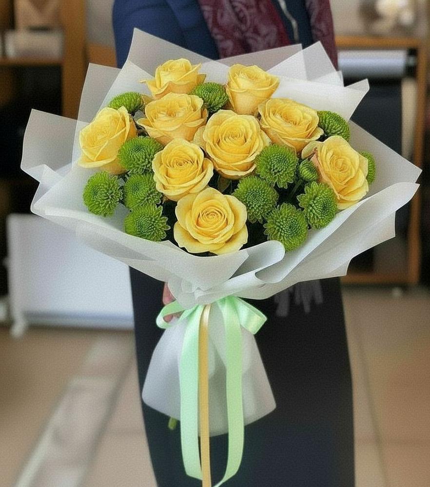 Букет цветов из: Хризантемы и Розы в Беседино