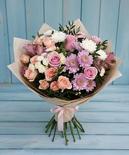 Букет цветов из:  Хризантемы, Розы и Альстромерии в Беседино