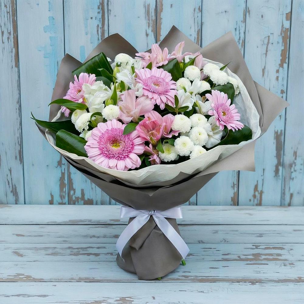 Букет цветов из: Герберы, Альстромерии и Хризантемы в Беседино