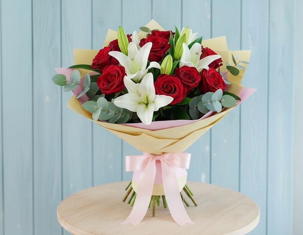 Букет цветов из: Лилии и Розы в Беседино